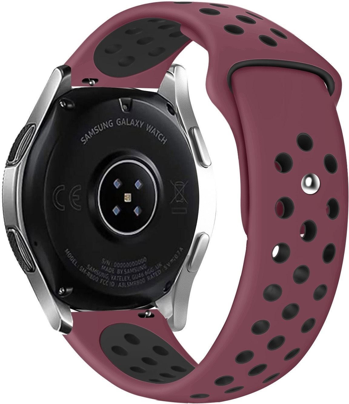Eternico Sporty Universal Quick Release 22 mm Solid Black and Bordo