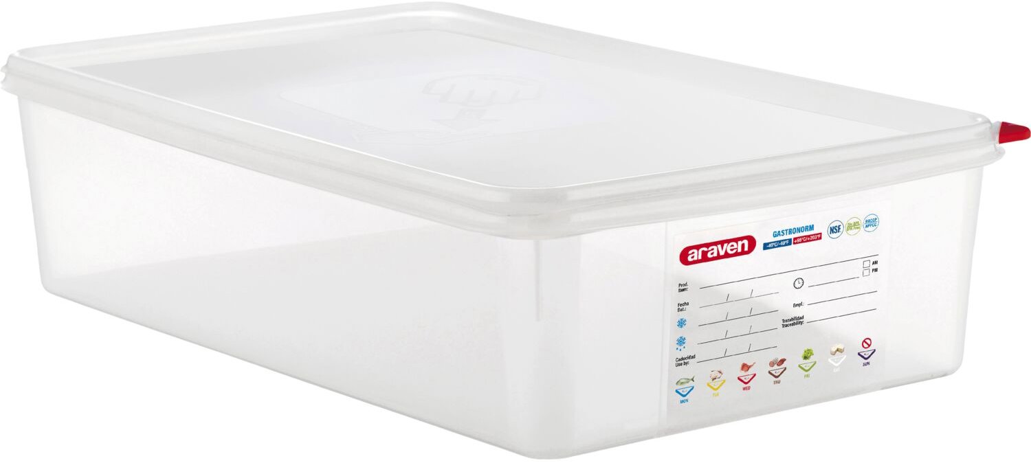 Araven Gastronádoba s vekom GN 1/1, PP, hĺbka 100 mm, objem 13,7 l, hermetické