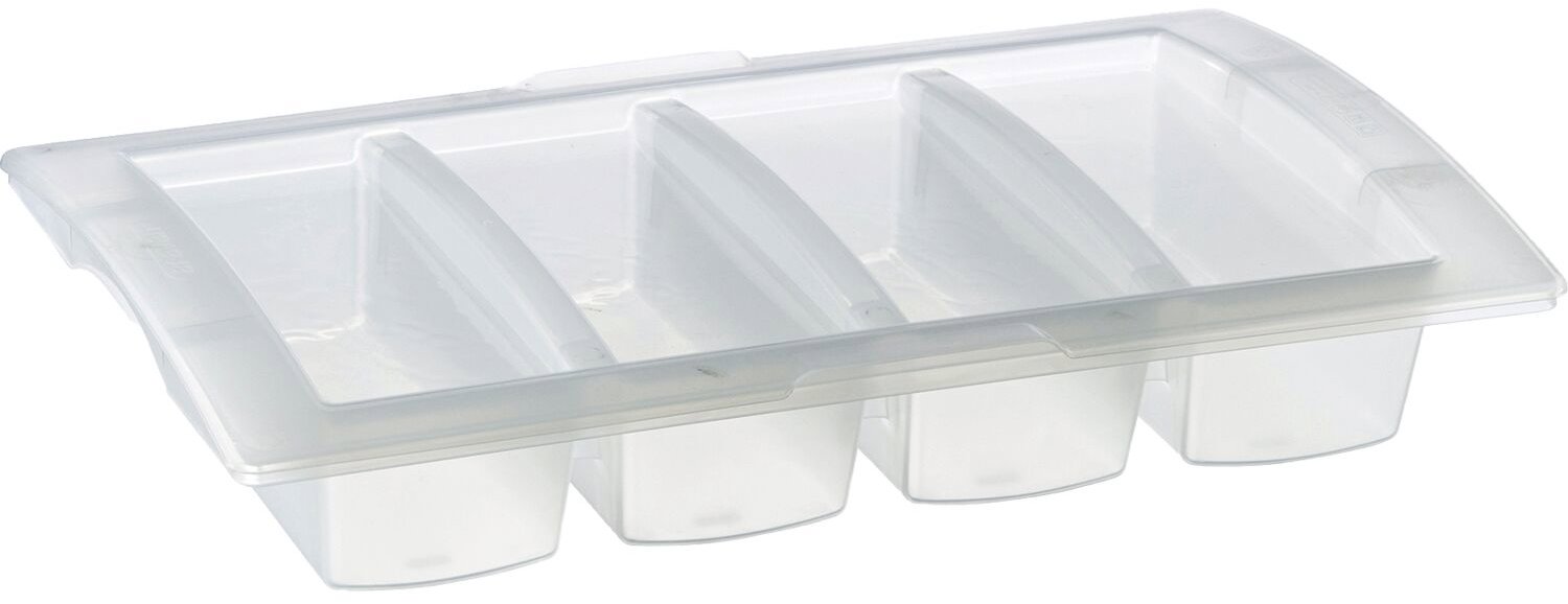 Araven Gastronádoba s vekom GN 1/1, PP, hĺbka 100 mm, objem 8 litrov, 4 oddelenia