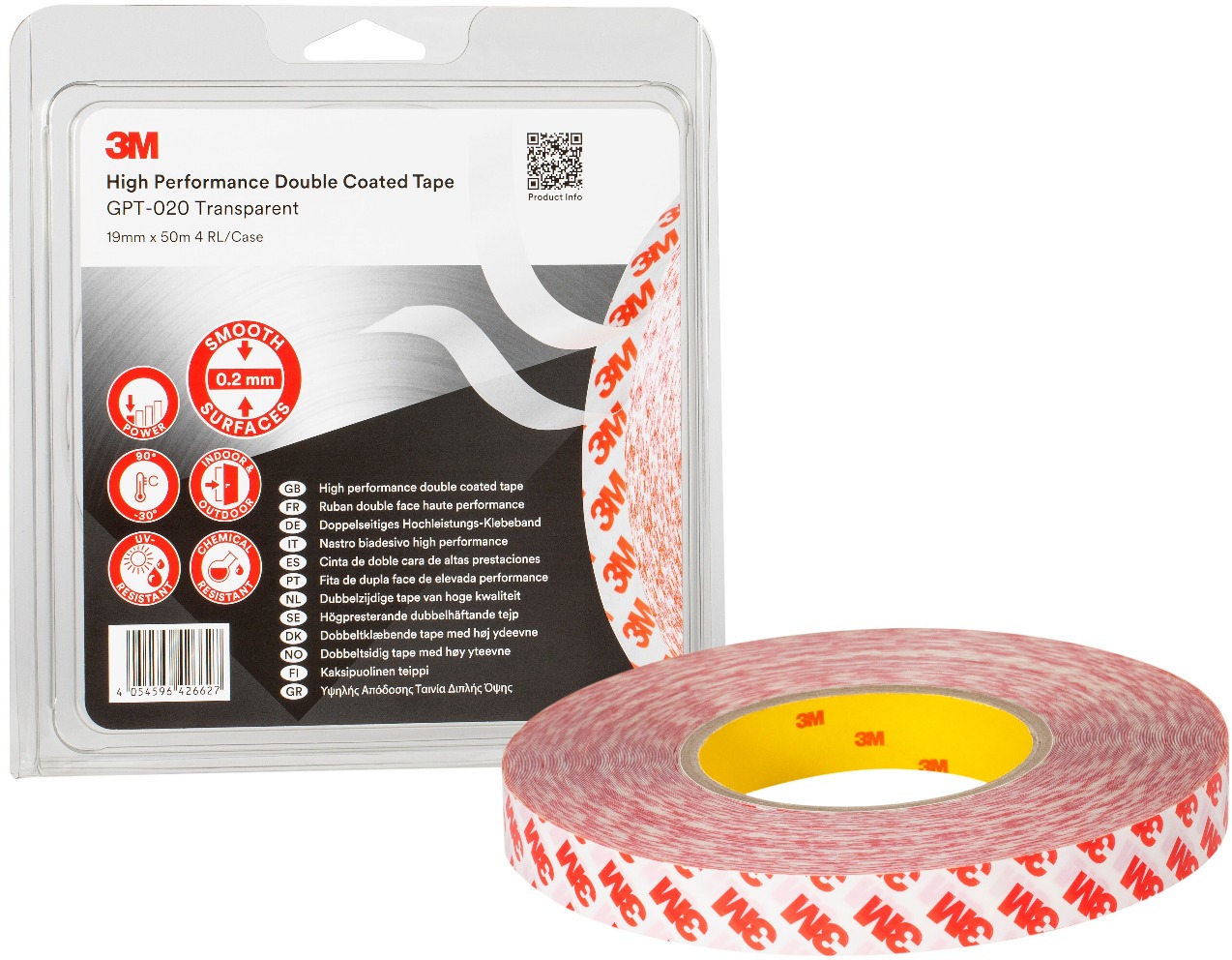 3M™ Obojstranná lepiaca páska 9088-200, 19 mm × 50 m