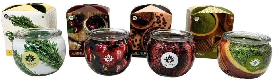 ARÔME Súprava sviečok v skle a flower boxe 4× 90 g