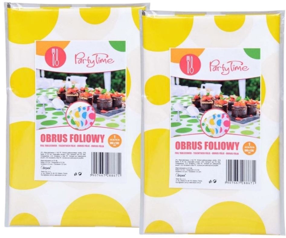 ARPEX Obrus fóliový bodky 100 × 130 cm, 2 ks, žltý