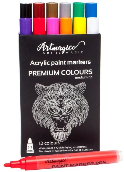 Artmagico, akrylová fixka so stredným hrotom (2 mm) 12 ks