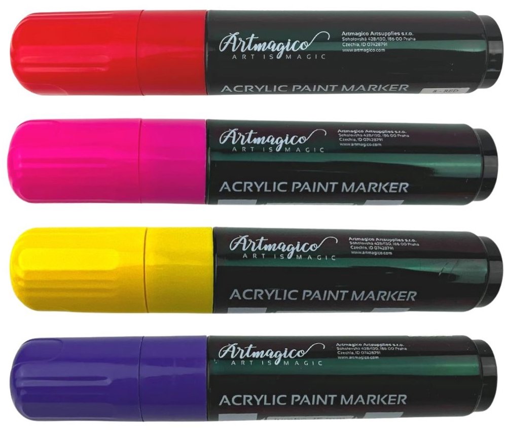 Artmagico Jumbo akrylové 15 mm, Summer – súprava 4 ks (červená, ružová, žltá, fialová)