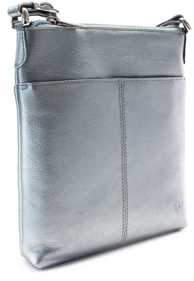 Arwel kožená strieborná crossbody kabelka Jenny