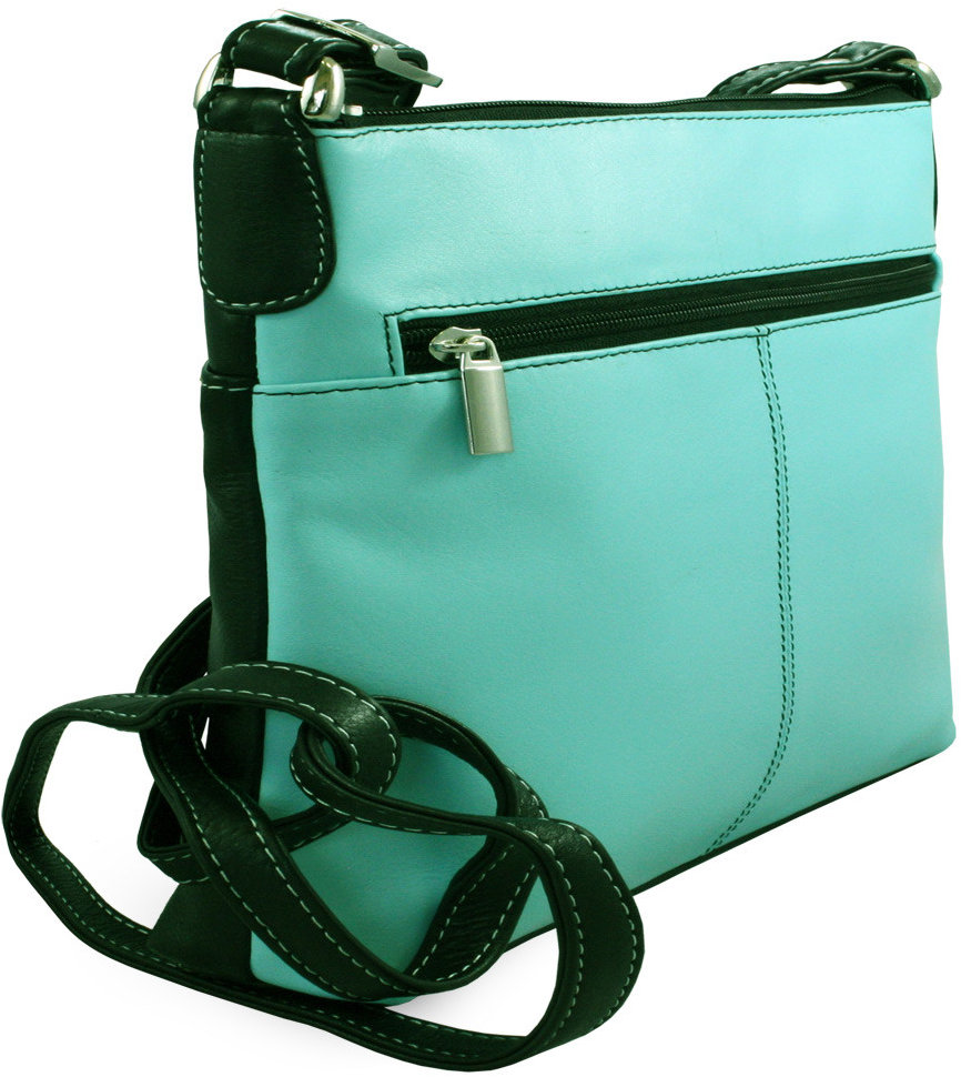 Arwel tyrkysovo-čierna kožená crossbody kabelka Vatie