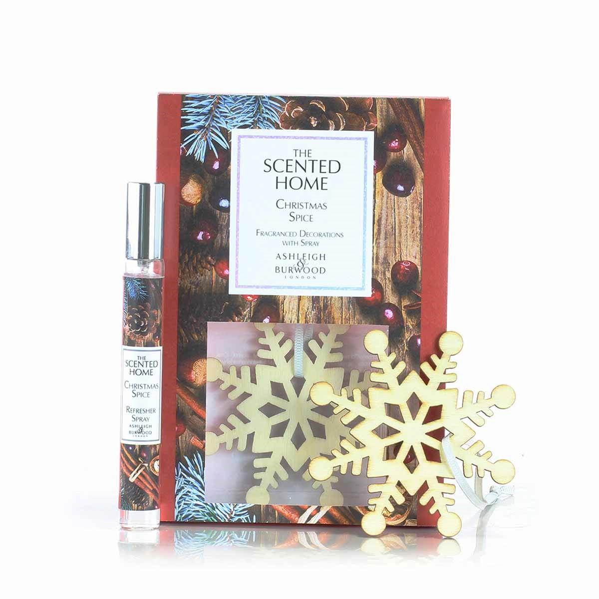 Ashleigh & Burwood Súprava drevených vločiek s vôňou Christmas spice v spreji