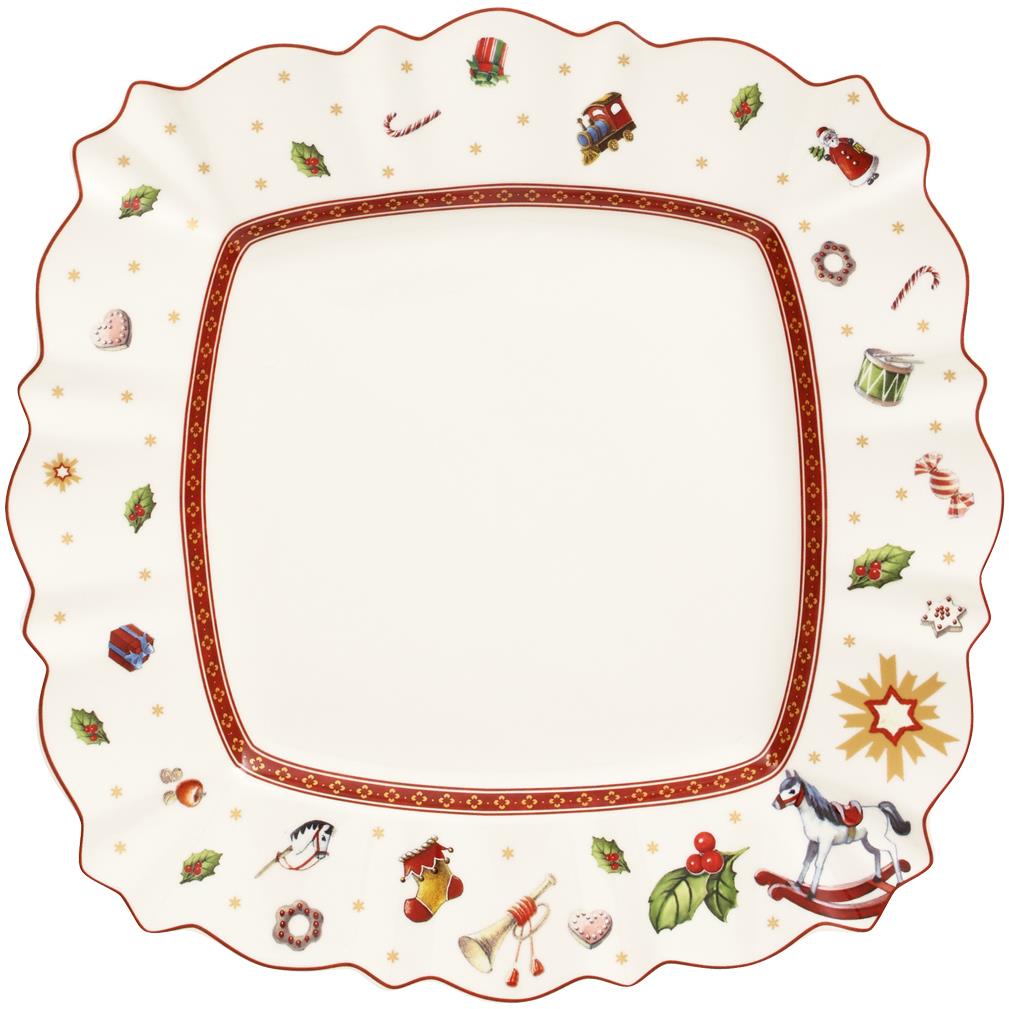 Villeroy & Boch Vianočný plytký tanier Toy's delight štvorcový, biely