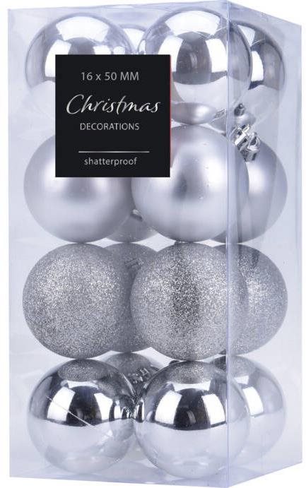 HOME STYLING COLLECTION Vianočné ozdoby – gule, strieborné, priemer 5 cm, 16 ks