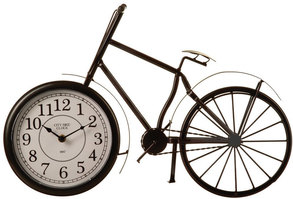 Atmosphera Stolové kovové hodiny v tvare bicykla, 52 × 32 cm, čierne