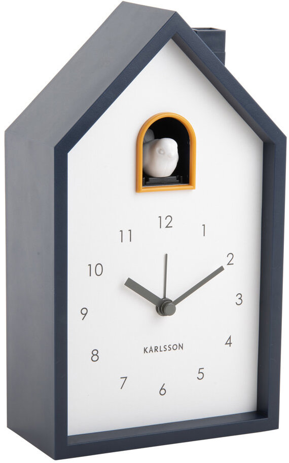 Karlsson Kukučkové hodiny CUCKOO, 12 × 20 × 6 cm, tmavo modré