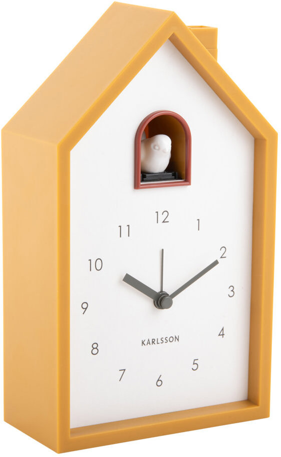 Karlsson Kukučkové hodiny CUCKOO, 12 × 20 × 6 cm, žlté