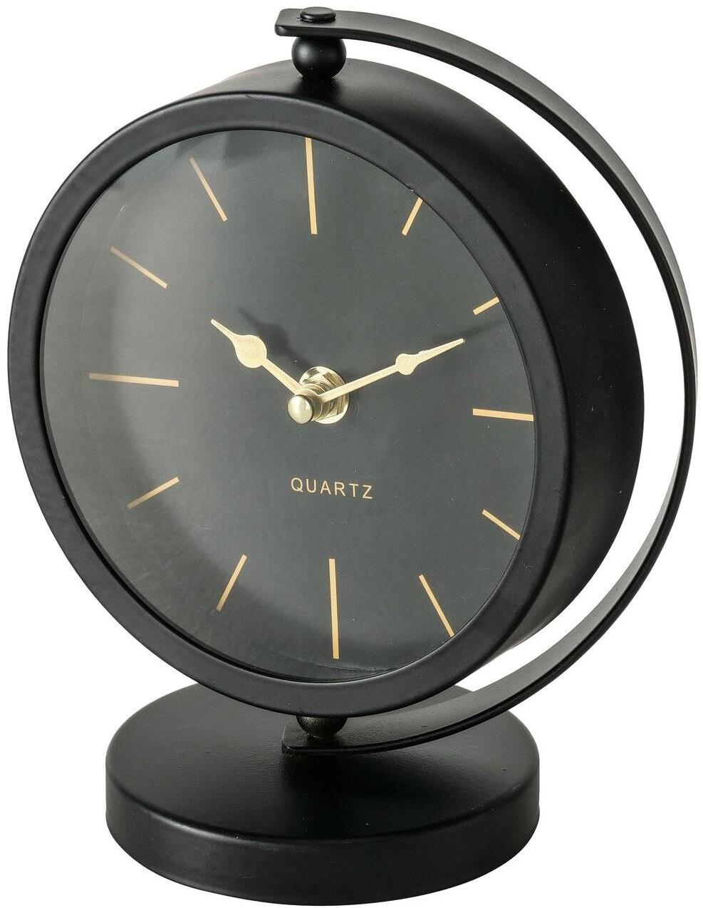 Boltze Stolní černé hodiny BALIA, zlaté ručičky, 20 cm