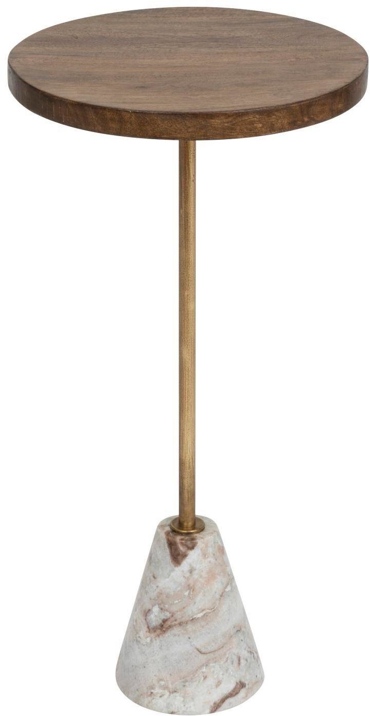 Atmosphera Odkladací stolík z mramoru a dreva, priemer 35,5 cm