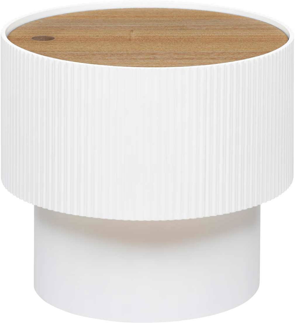 Atmosphera Enola Stolík s úložným priestorom, okrúhly, biely, 38,5 cm