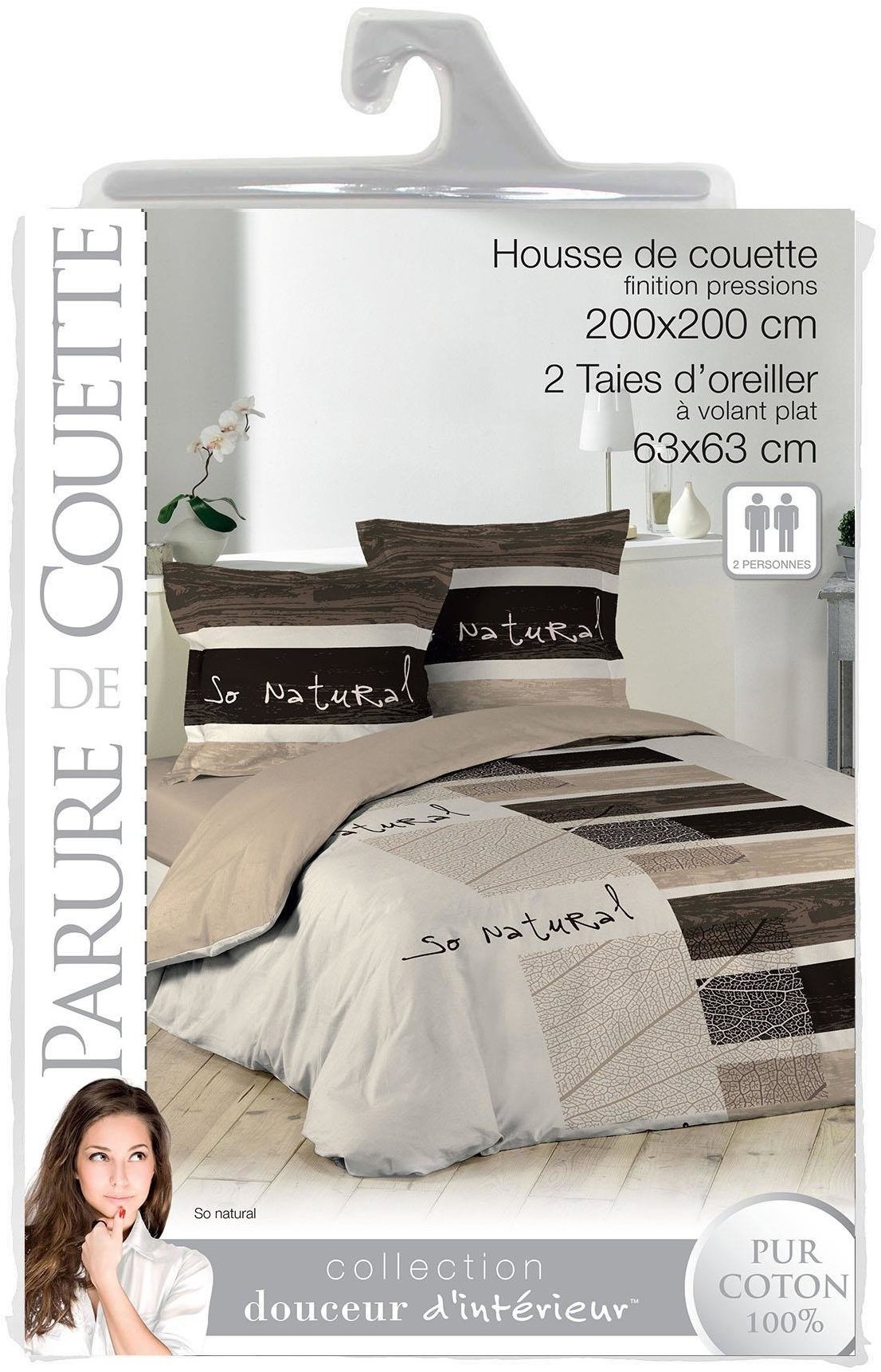 Douceur d'intérieur Bavlnené obliečky obojstranné 200 × 200 cm béžové