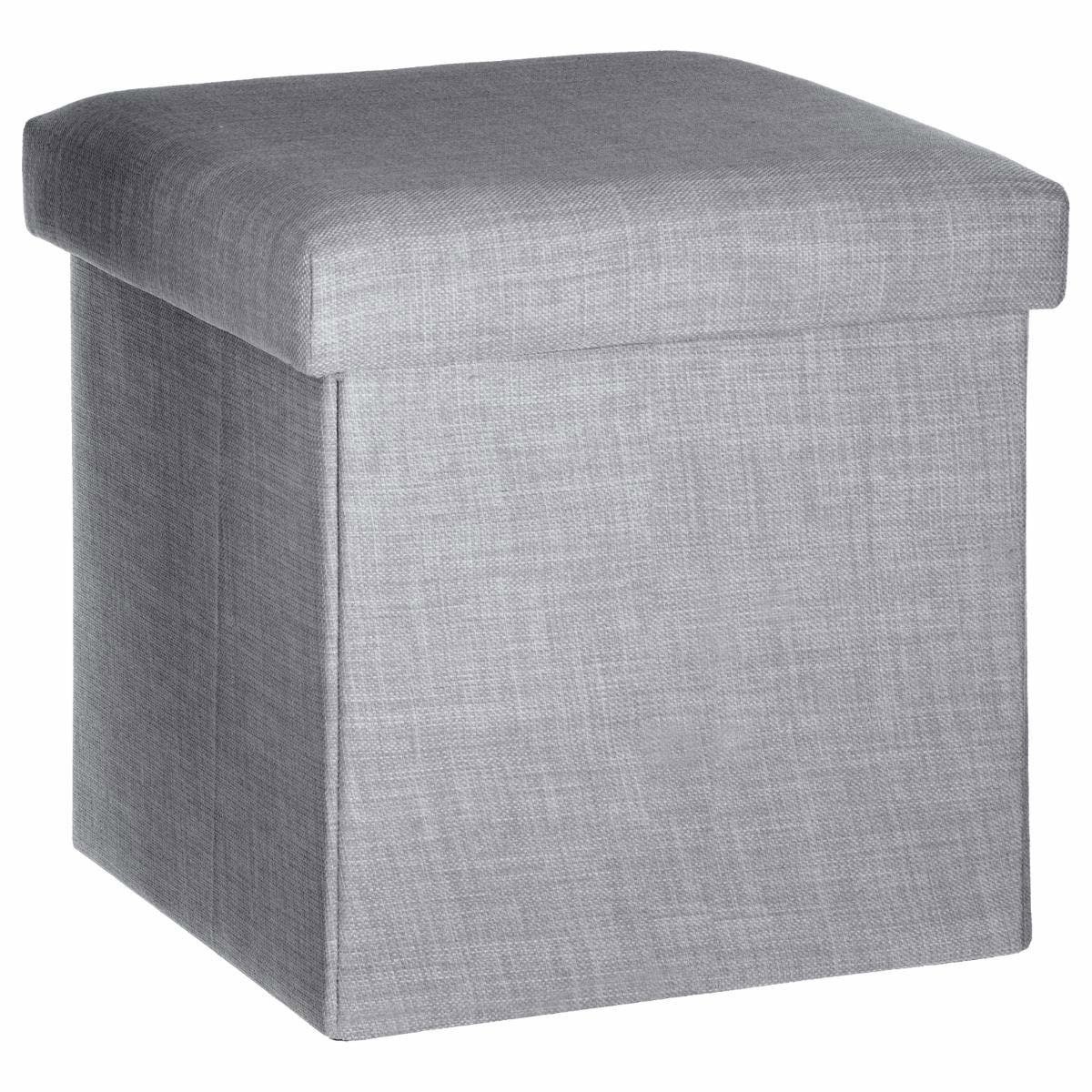 Atmosphera Skládácí, elegantní a praktický taburet s úložným prostorem, 38 × 38 × 38 cm, šedý