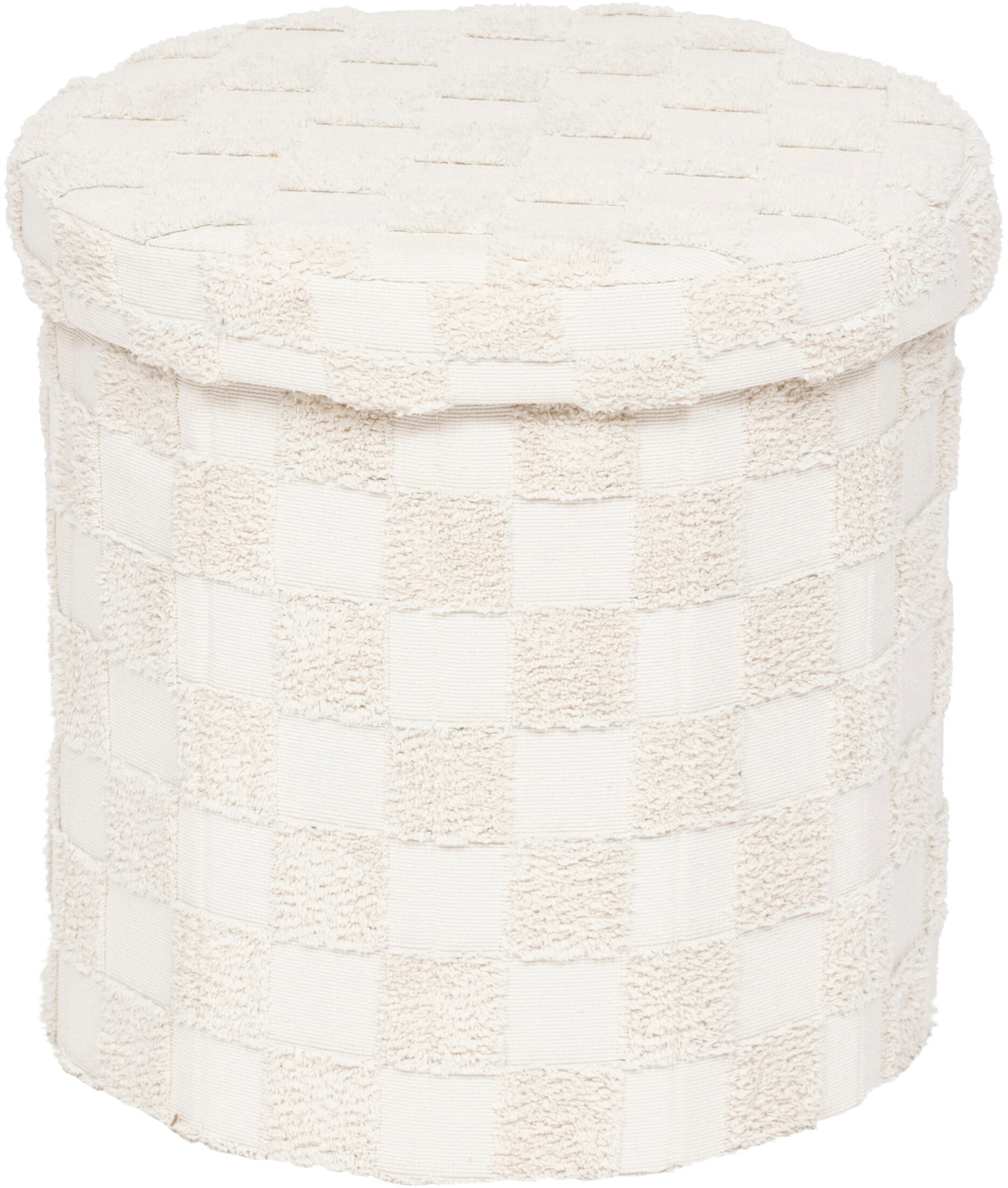 Atmosphera Kulatý skládací taburet PASTI, tuftovaný, průměr 38 cm, bílý