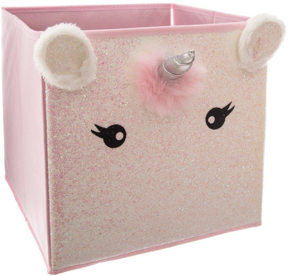 Atmosphera Úložný box na hračky Jednorožec 30 × 30 cm, ružový