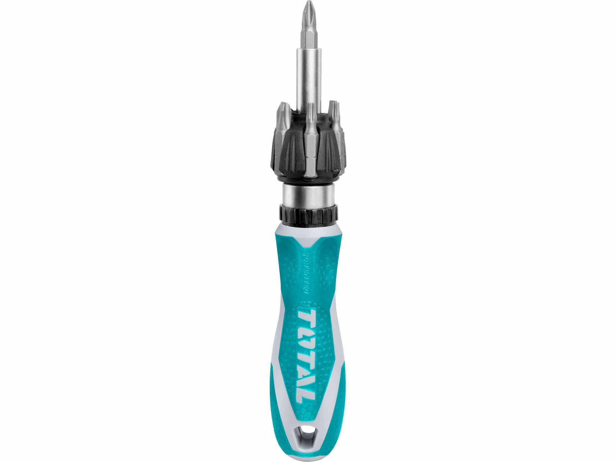 TOTAL-TOOLS Skrutkovač račňový, 8 v 1, CrV, industrial