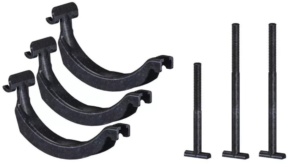 Adaptér na oceľové tyče pre nosič bicyklov THULE ProRide 598/591, 3× strmeň, (2 + 1)× skrutka