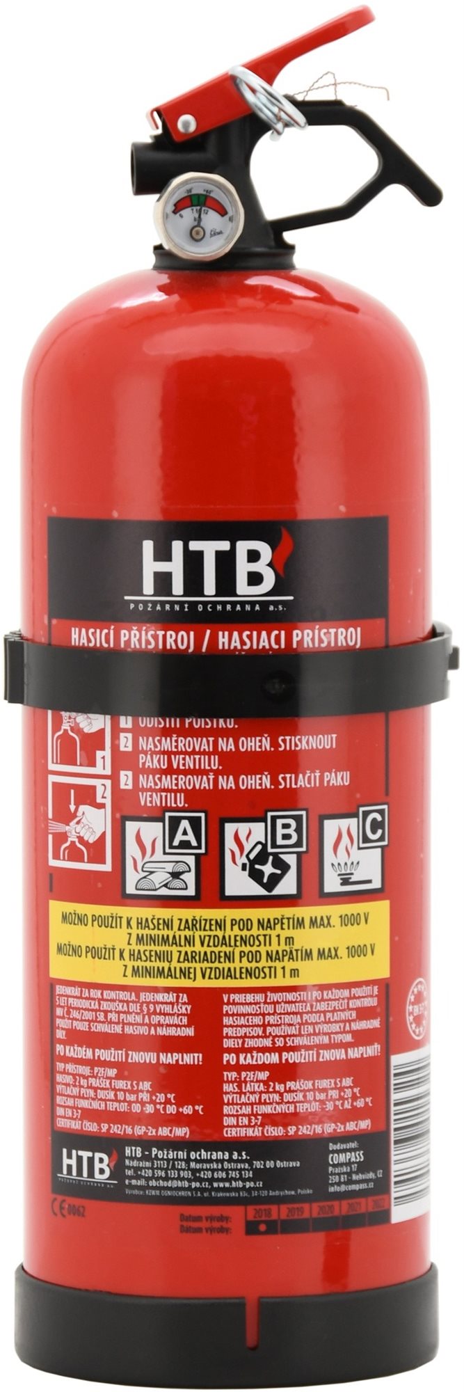 COMPASS - Hasiaci prístroj práškový, 2 kg ABC