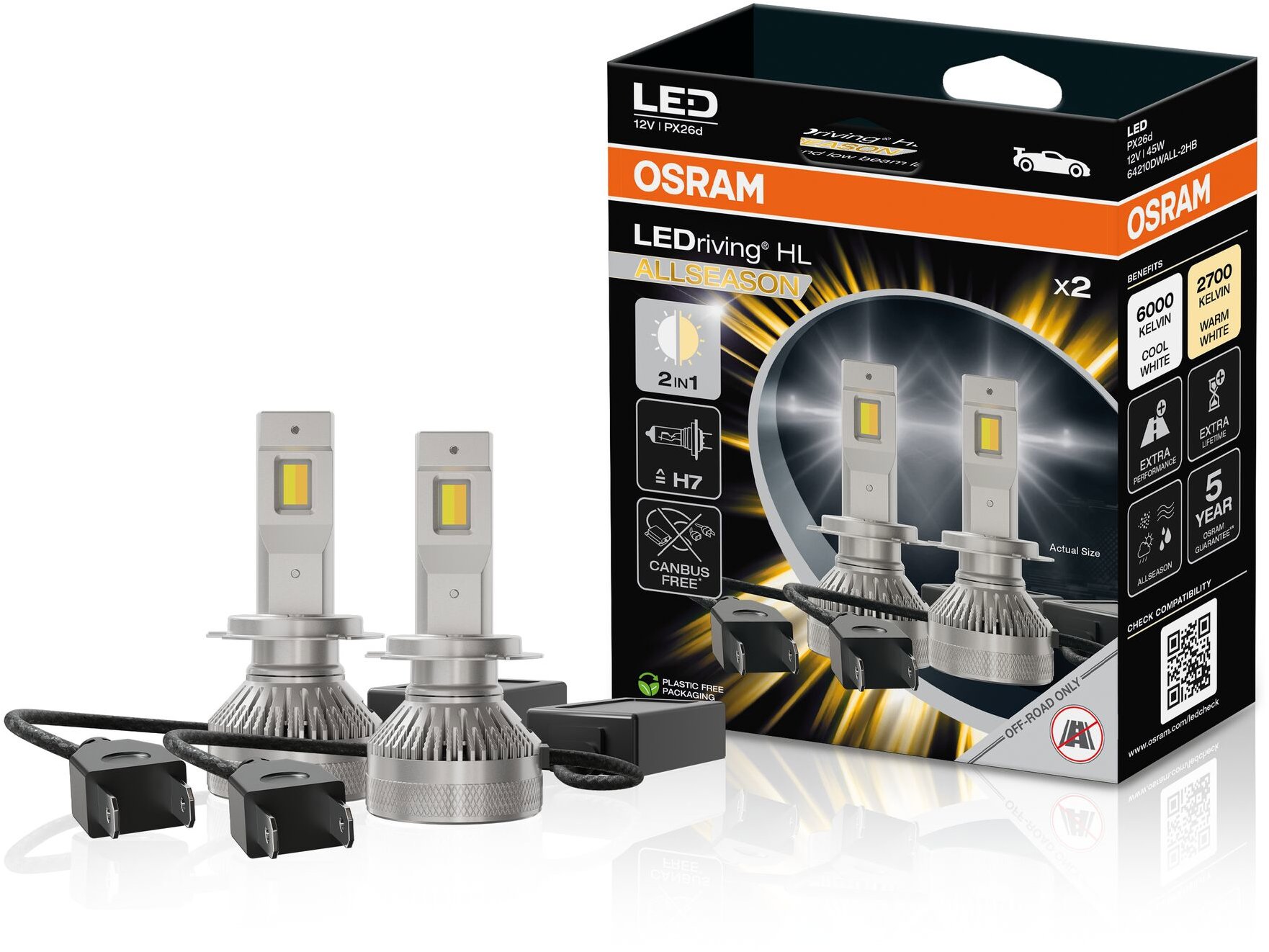 OSRAM Ledriving Allseason LED H7 6000 K/2700 K