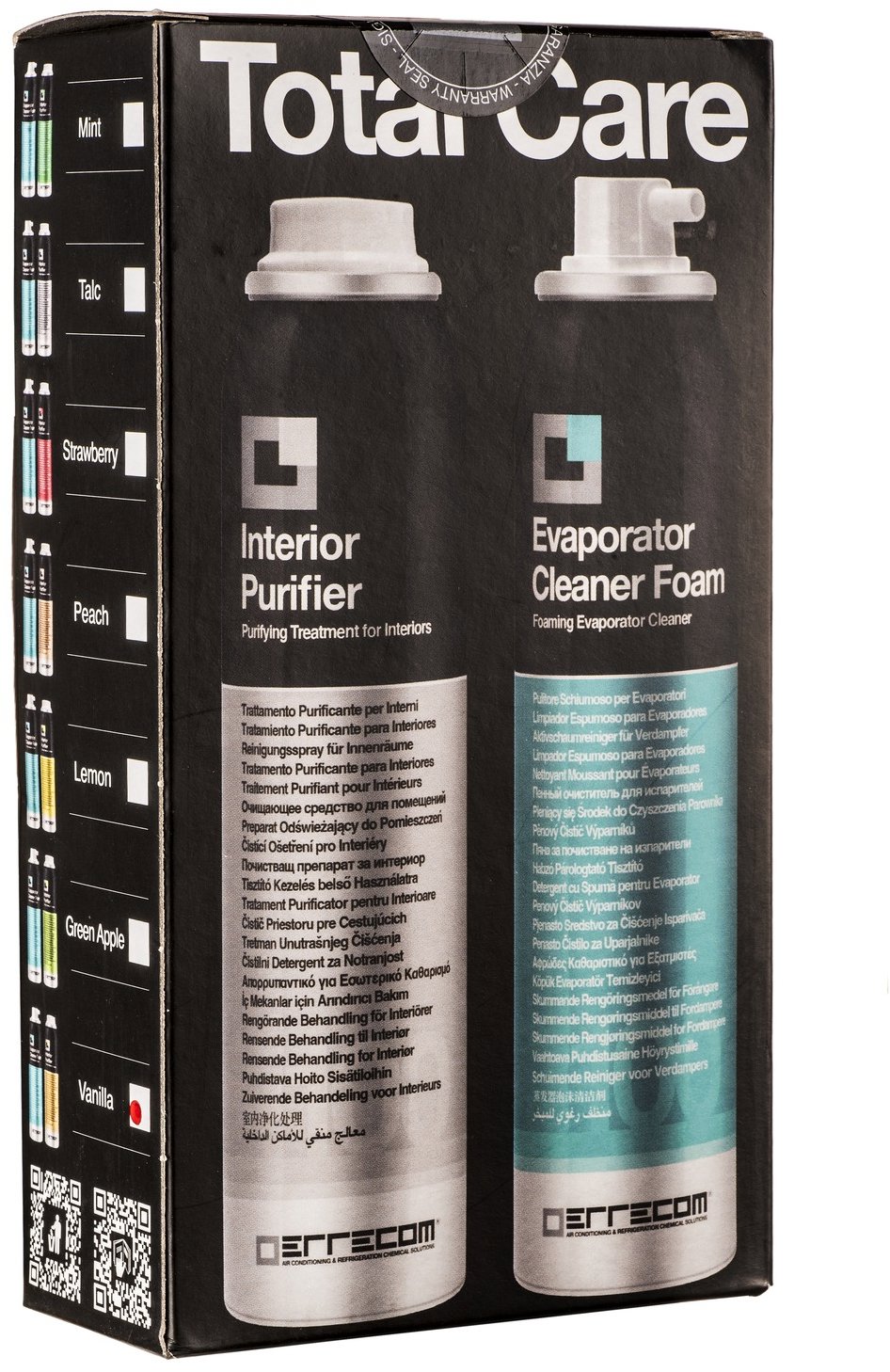 ERRECOM penový čistič výparníka + čistič klimatizácie a interiéru, sprej 60 ml + 100 ml, vanilka