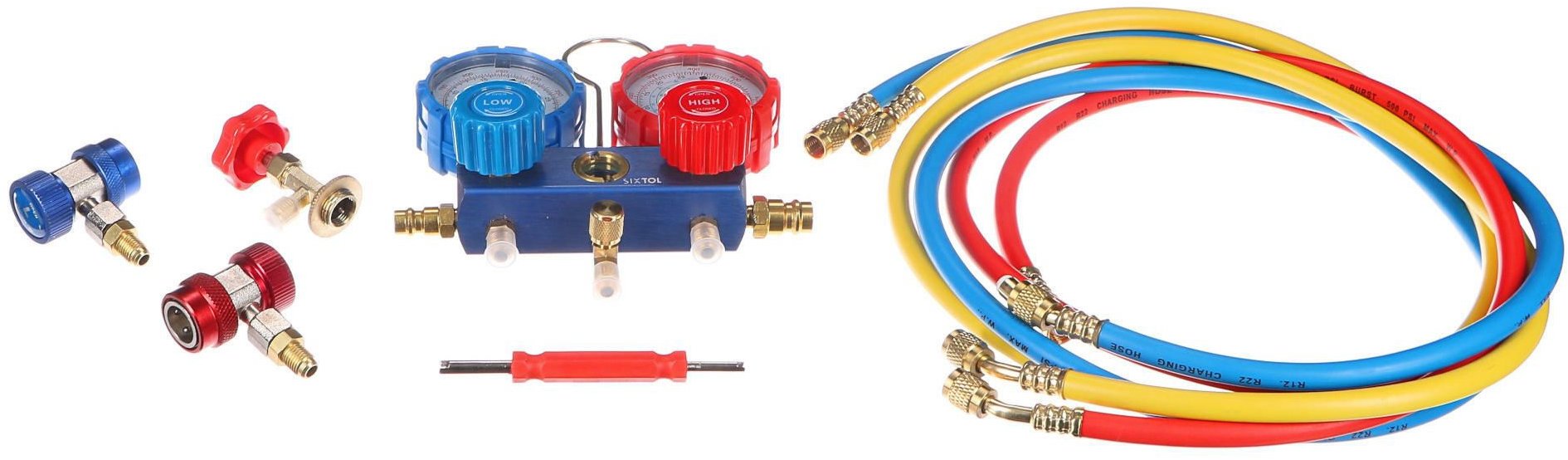 SIXTOL MECHANIC AC TESTER 1 Sada na meranie tlaku a tesnosti autoklimatizácie