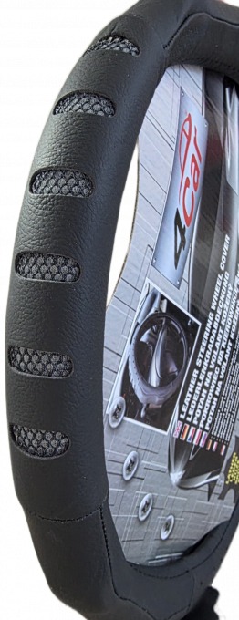 PREXIM Poťah na volant kožený čierny