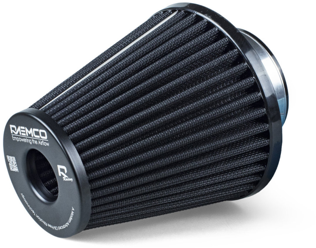 Raemco športový vzduchový filter, dĺžka 150 mm, vstup 77 mm, farba čierna