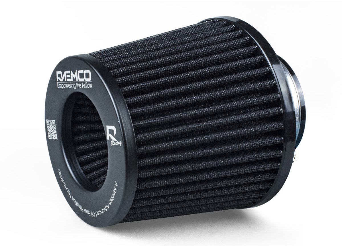 Raemco športový vzduchový filter, dĺžka 130 mm, vstup 63 mm, farba čierna