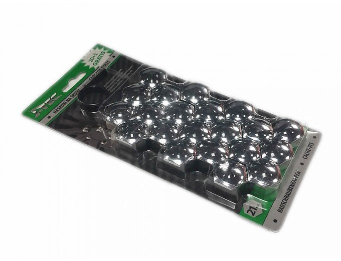 PREXIM Kryty skrutiek ozdobné chrómové 19 mm 21 ks