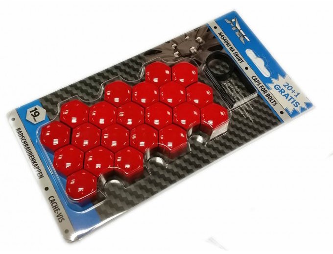 PREXIM Kryty skrutiek ozdobné červené 19 mm 21 ks