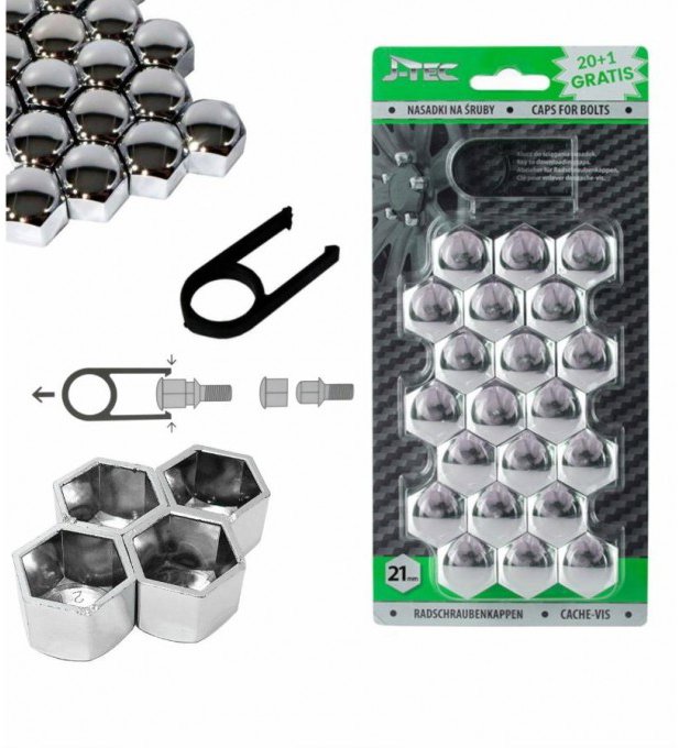 PREXIM Kryty skrutiek ozdobné chrómové 21 mm 21 ks