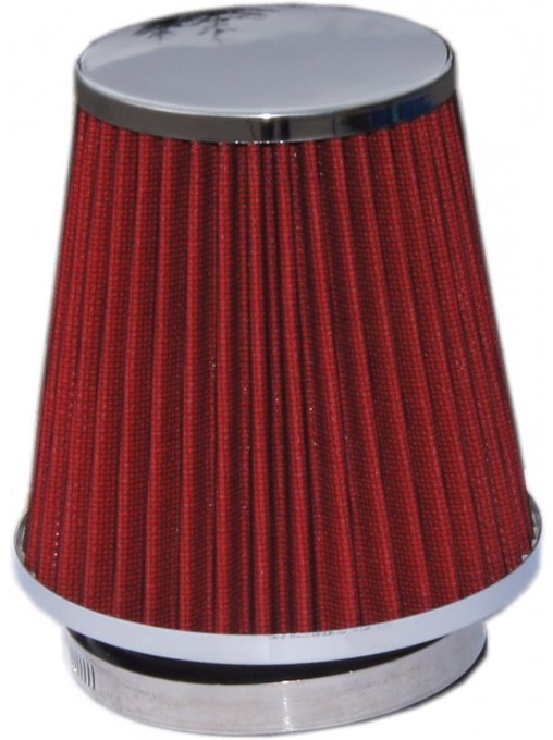 PREXIM Filter športový vzduchový chróm červený + redukcia 60 – 80 mm