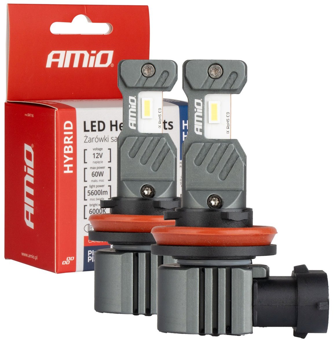 AMIO LED H8/H9/H11/H16 60 W – biela (pätica PGJ 19-5), súprava 2 ks