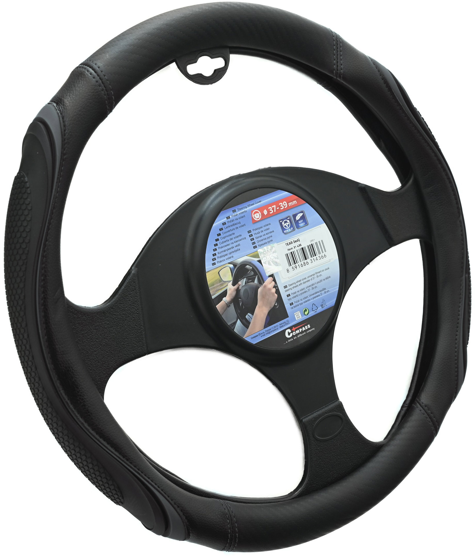 COMPASS TEAR poťah volantu, sivý