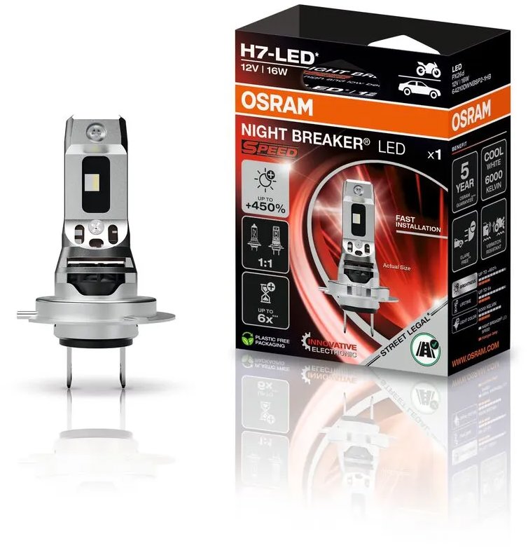 OSRAM NIGHT BREAKER LED SPEED H7 +450 %, Dizajn 1:1, 1 kus