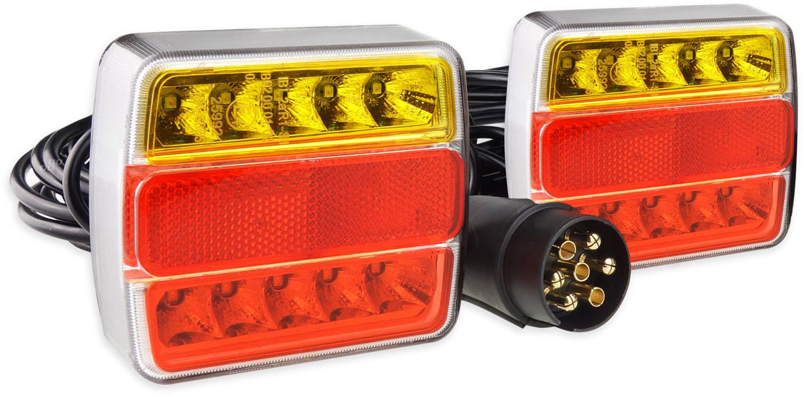AMIO sada zadných svetiel LED 100 × 95 mm, magnetická, zástrčka 7 PIN, kábel 7,5 m