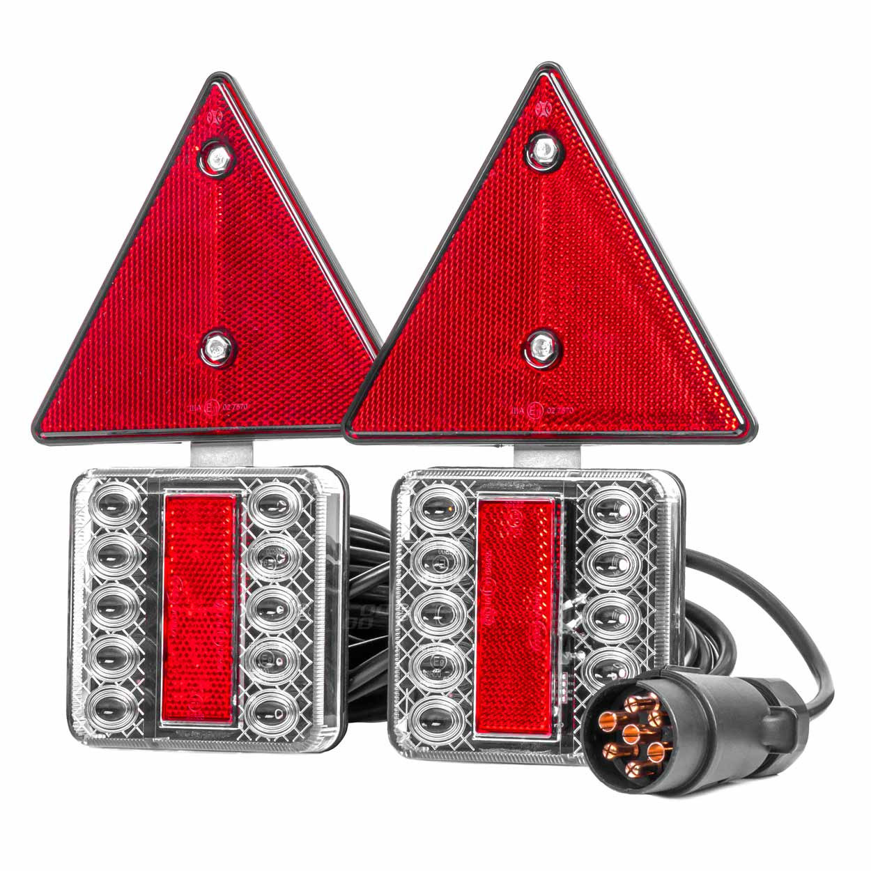 AMIO sada zadných svetiel LED 240 × 140 mm, magnetická, s odrazkami, zástrčka 7 PIN, kábel 7,5 m