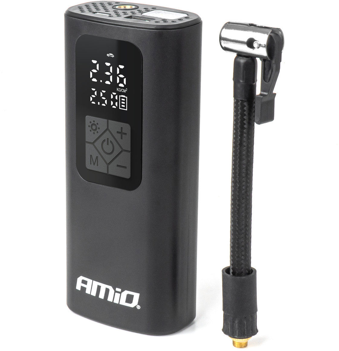 AMIO akumulátorový kompresor 3 v 1, kompresor, powerbanka, LED