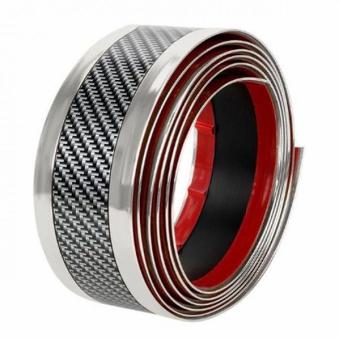 PREXIM Samolepiaca ozdobná lišta, 5 cm × 25 m, chróm/carbon