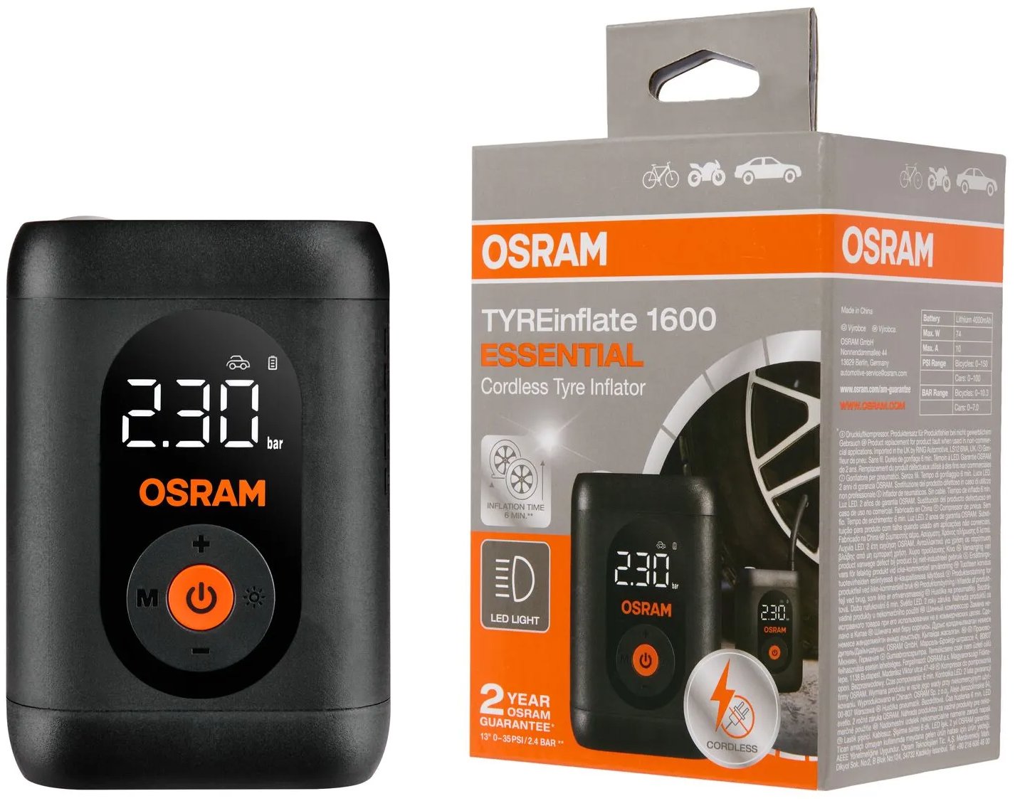 OSRAM digitálny kompresor TYREinflate 1600 ESSENTIAL