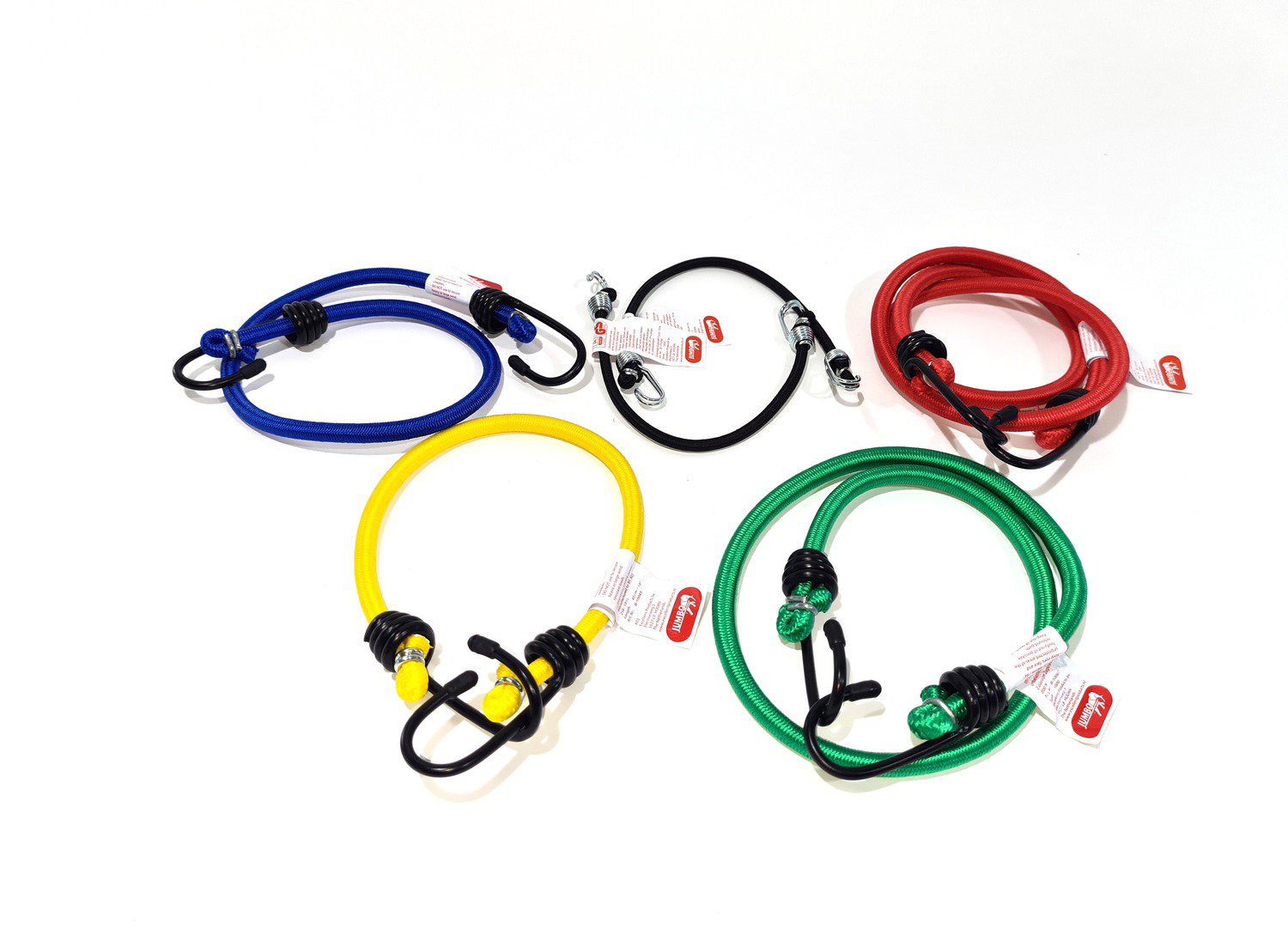 ACI Gumicuk s 2 jednoduchými hákmi, rôzne dĺžky 2× 25 cm, 45 cm, 60 cm, 80 cm, 100 cm, súprava 6 ks