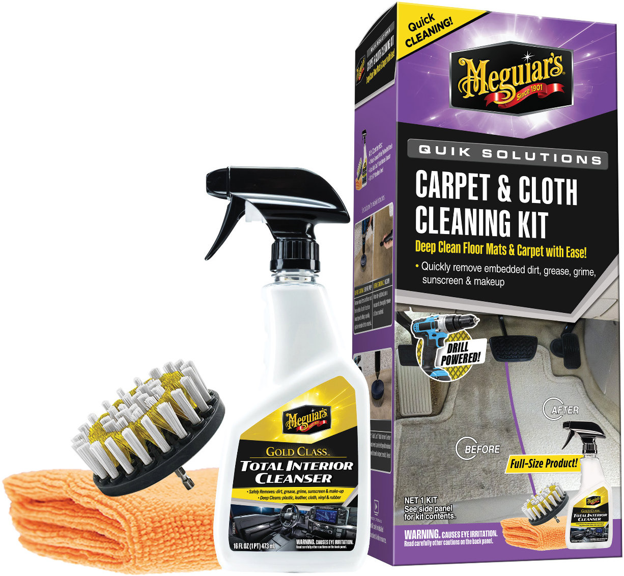 Meguiar's Quik Solutions Carpet & Cloth Kit – textílie a koberce, 473 ml