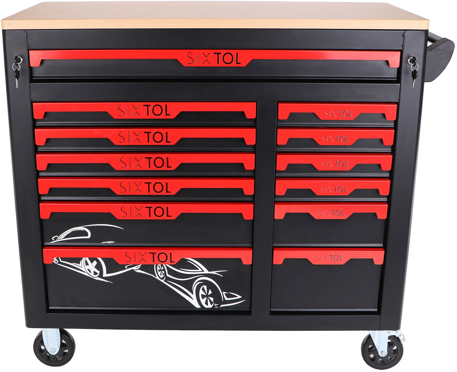 SIXTOL Dielenský vozík s náradím Mechanic Trolley Titan 1559, 13 zásuviek, 1559 ks náradia