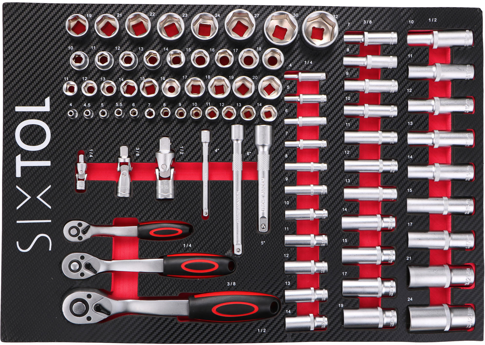 SIXTOL Modul s náradím do dielenského vozíka Mechanic Tool Tray 1, 80 ks