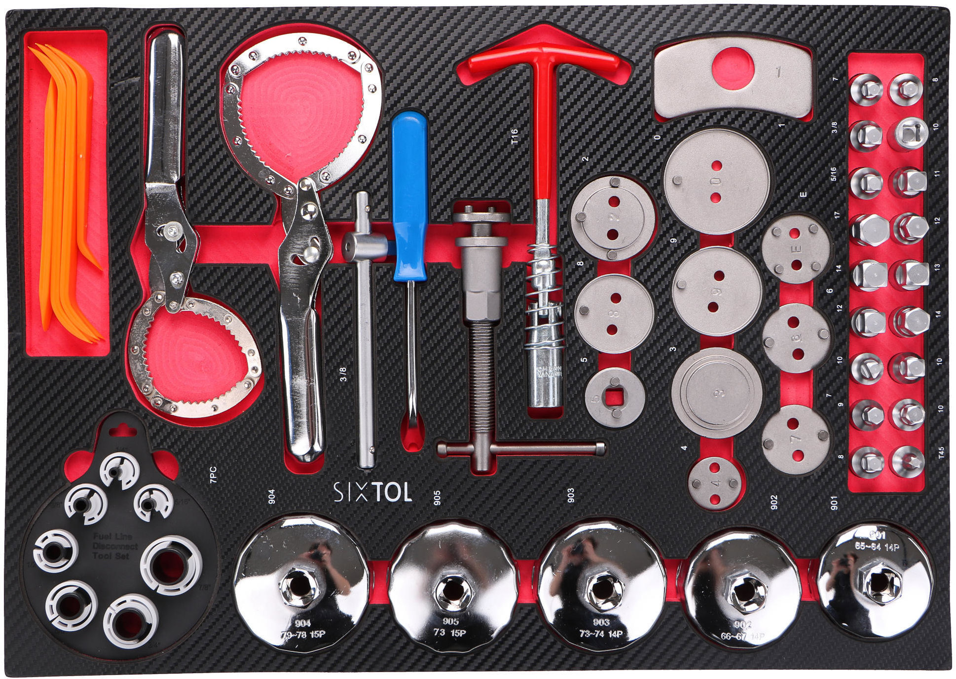 SIXTOL Modul s náradím do dielenského vozíka Mechanic Tool Tray 10, 52 ks