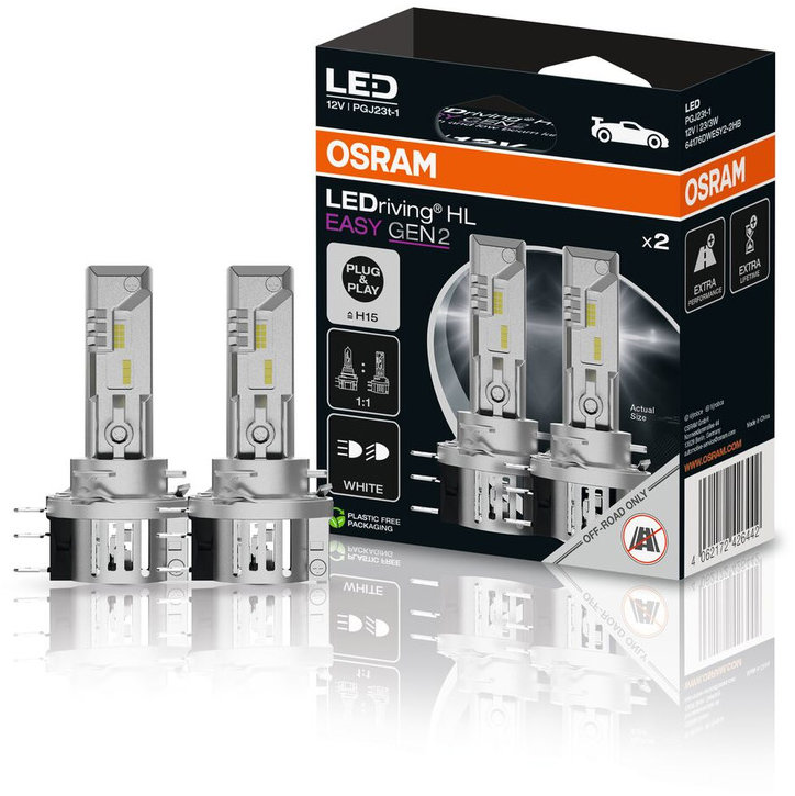 OSRAM žiarovka LEDriving HL EASY GEN 2, H15, 6500 K, 2 ks